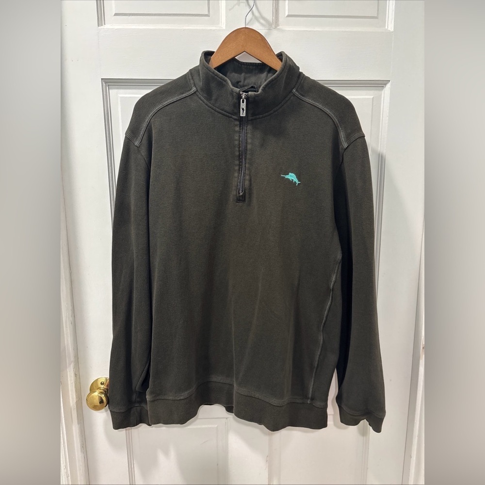 Tommy Bahama Men’s Tobago Bay Half Zip Sweatshirt Size XL Black 100% Cotton - Picture 2 of 7